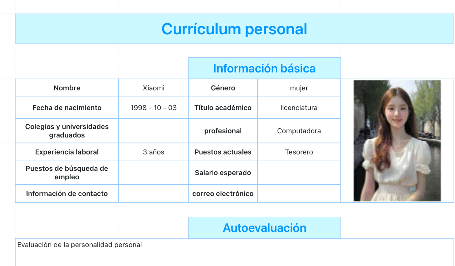 Currículum personal 111